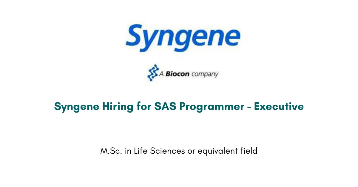 Syngene Hiring for SAS Programmer