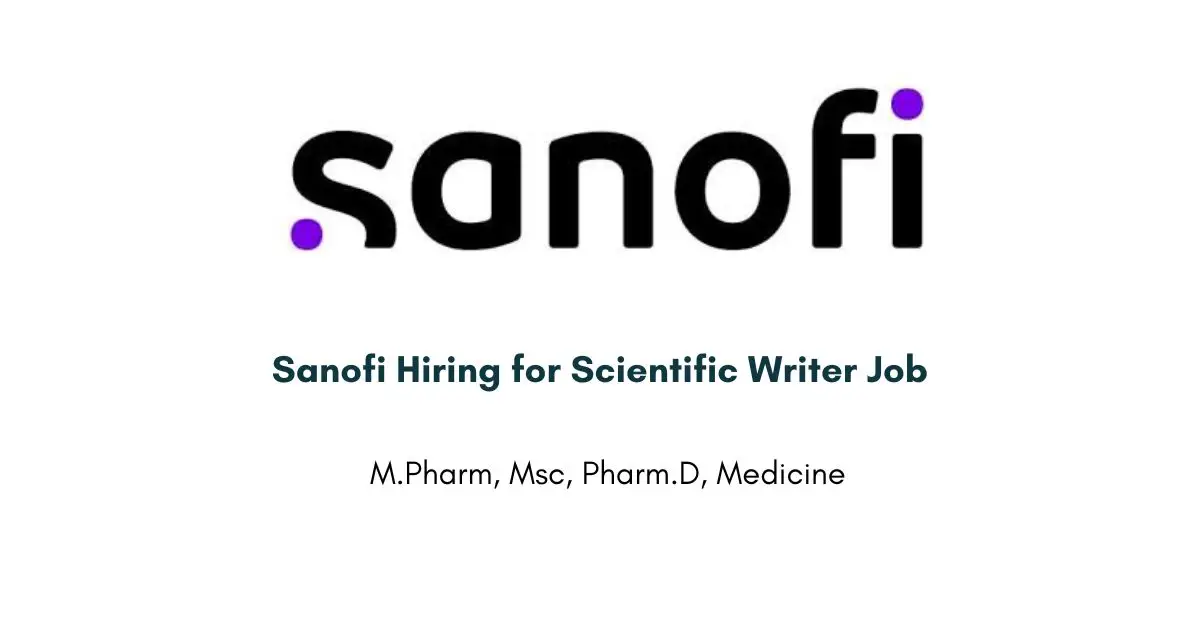 Sanofi Hiring for Scientific Writer Job