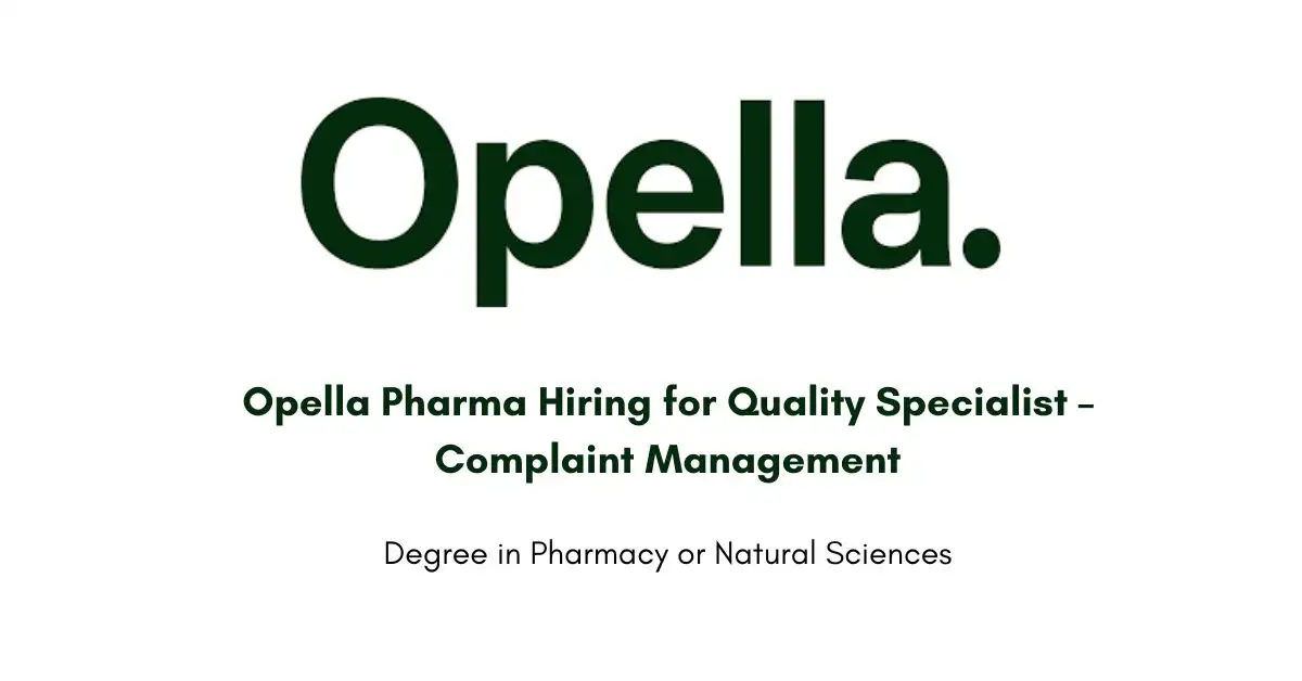 Opella Pharma Hiring for Quality Specialist
