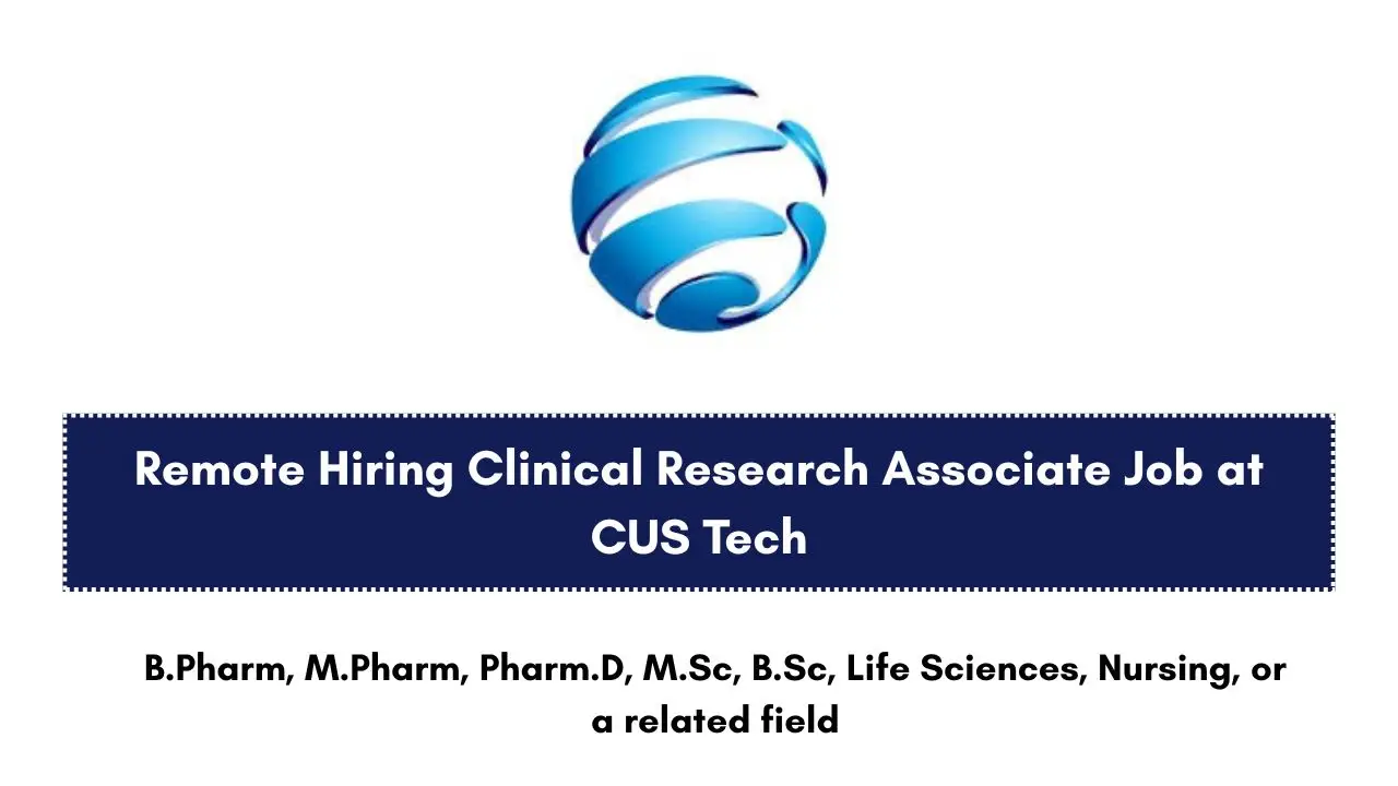 Remote Hiring Clinical Research Associate Job