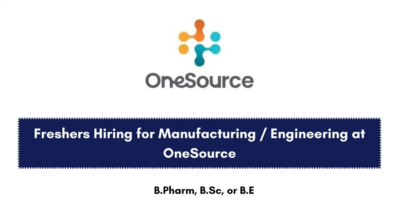 Freshers Hiring for Manufacturing / Engineering