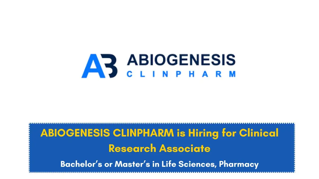 ABIOGENESIS CLINPHARM is Hiring for Clinical Research Associate