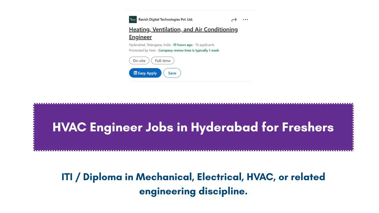HVAC Engineer Jobs in Hyderabad for Freshers