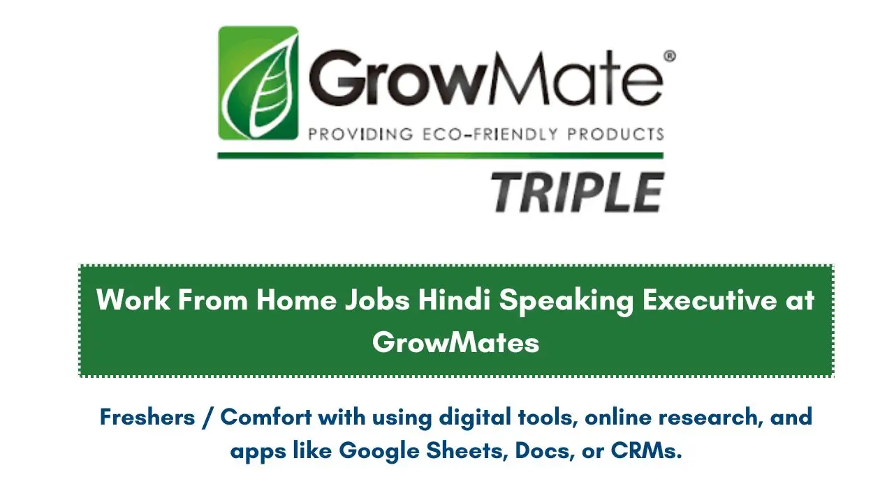 Work From Home Jobs Hindi Speaking Executive at GrowMates