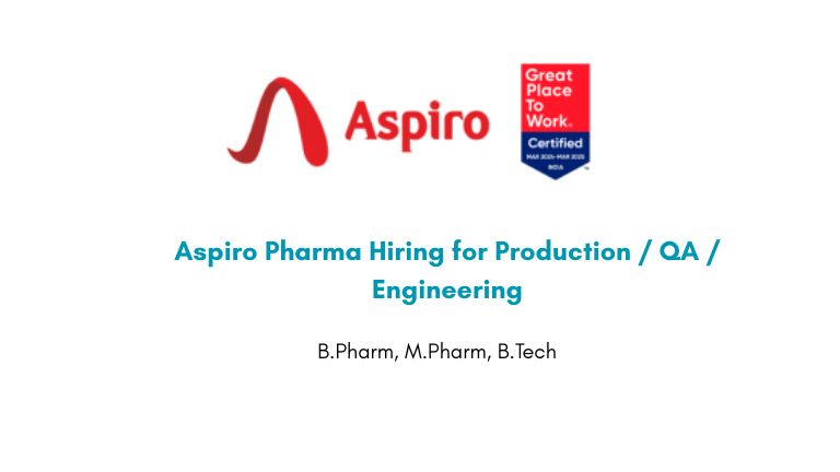 Aspiro Pharma Hiring for Production / QA / Engineering