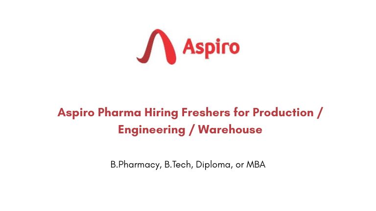 Aspiro Pharma Hiring Freshers for Production / Engineering / Warehouse