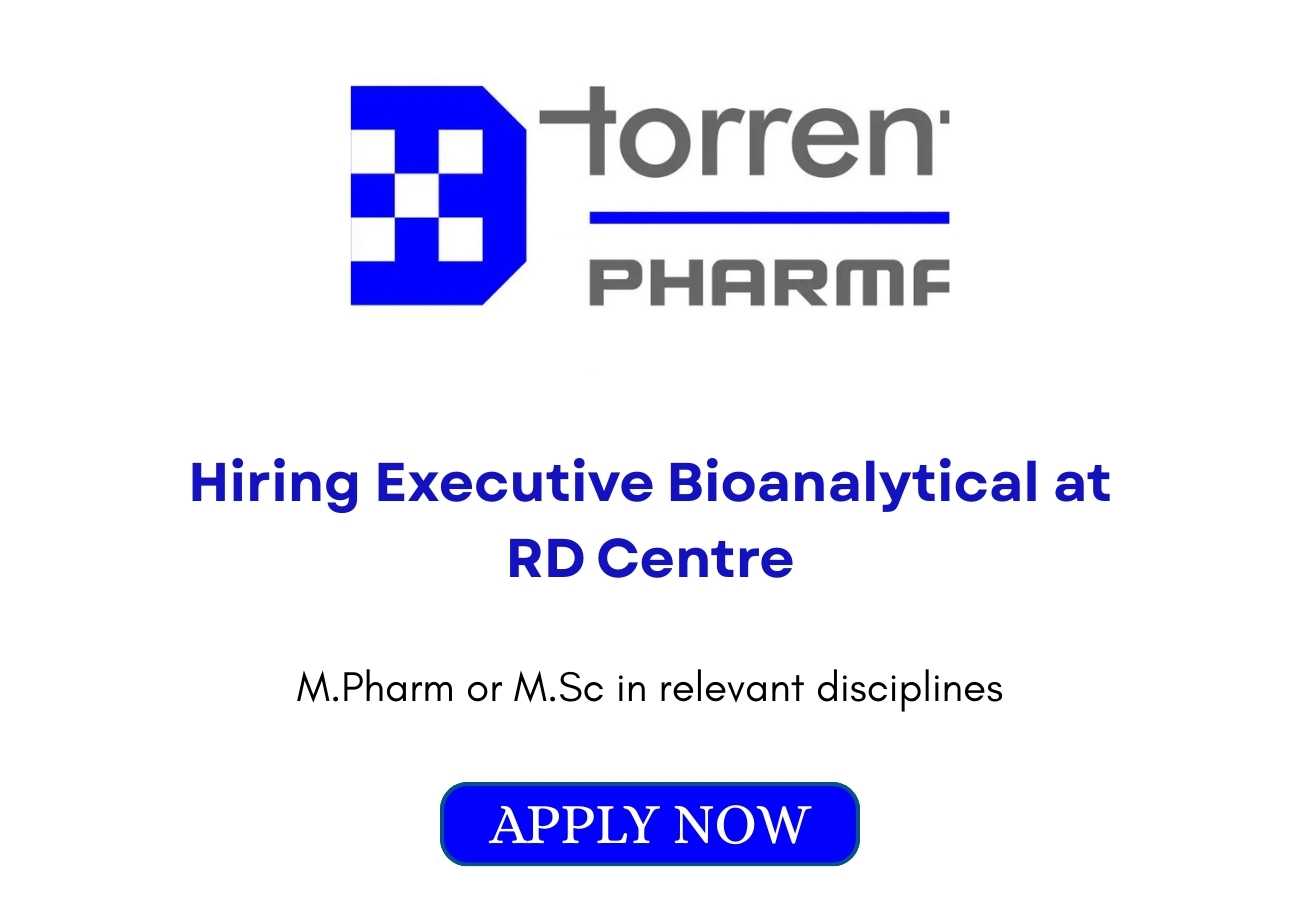 Hiring Executive Bioanalytical at RD Centre