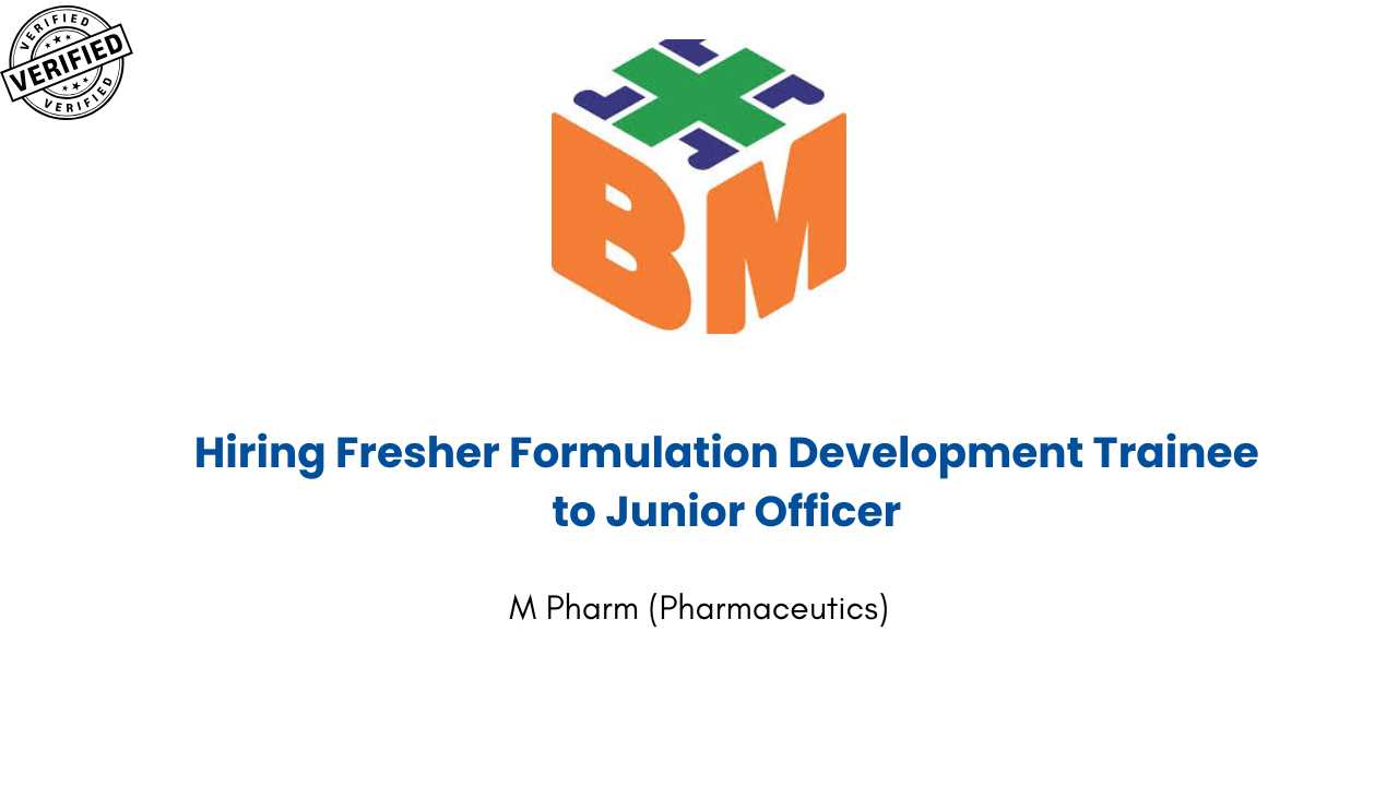 Base Medico hiring Fresher Formulation Development Trainee