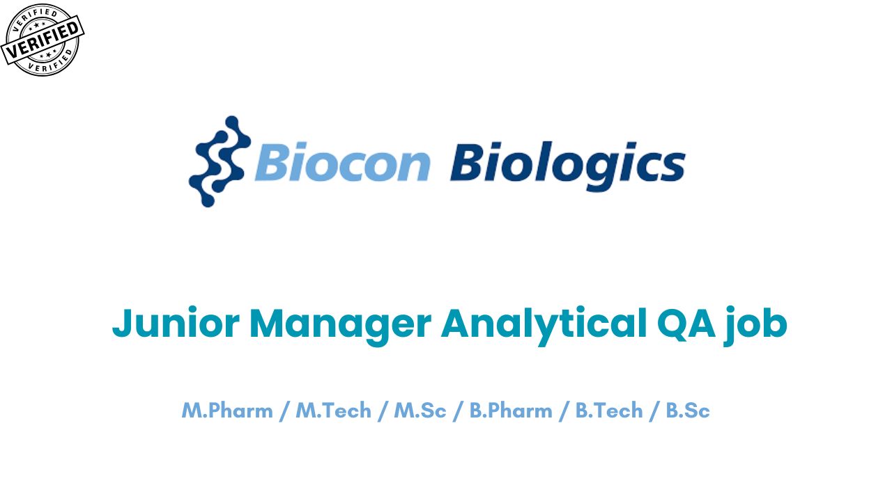Junior Manager Analytical QA job in Bengaluru