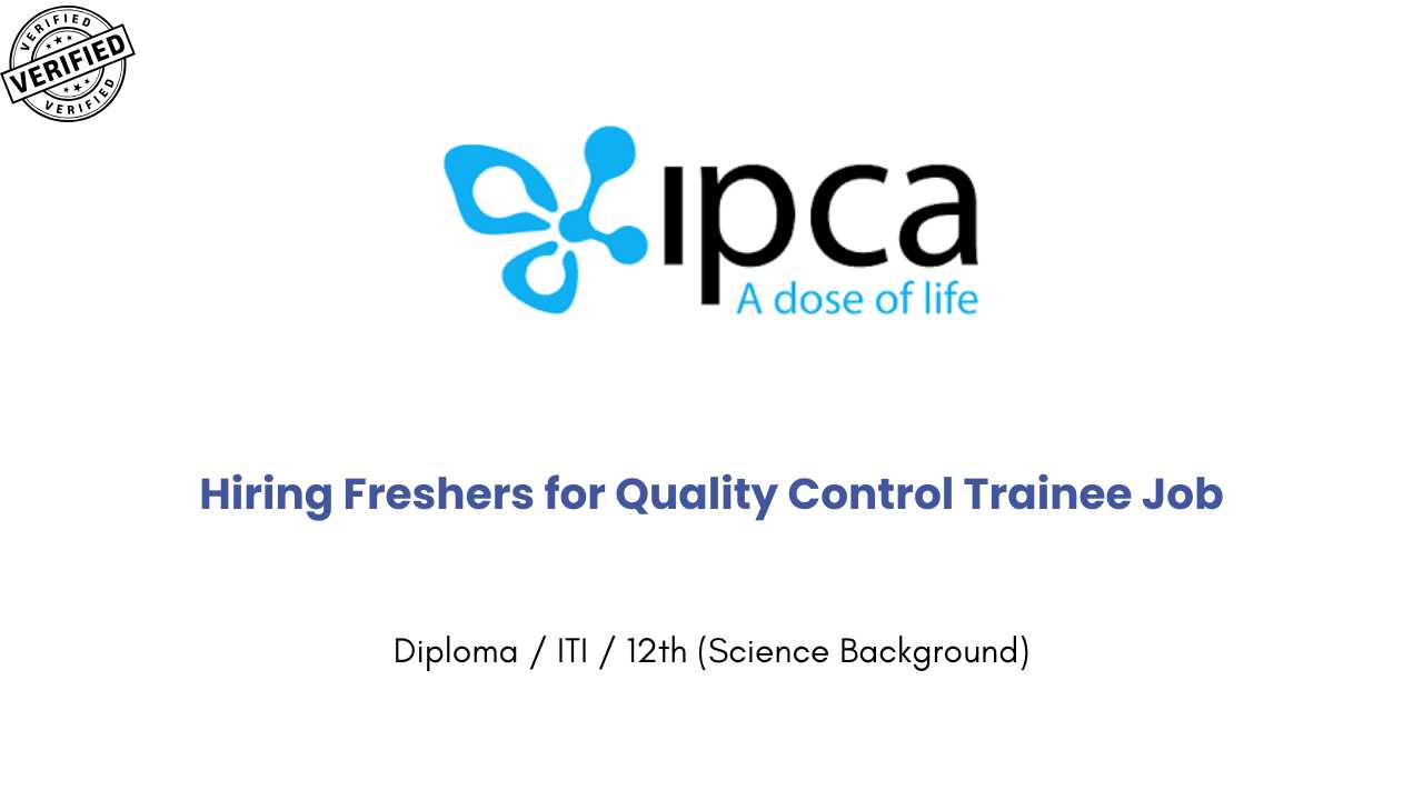 Hiring Freshers for Quality Control Trainee Job
