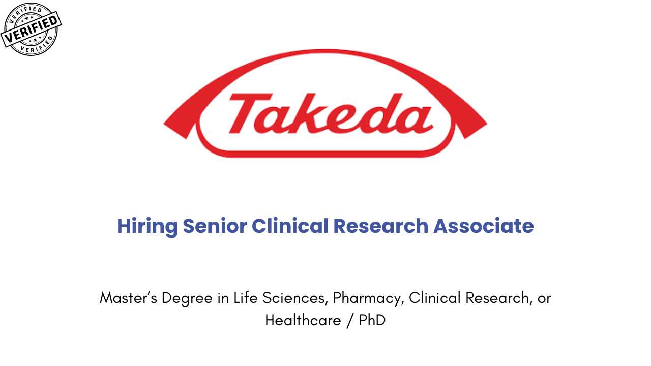 Takeda Hiring Senior Clinical Research Associate