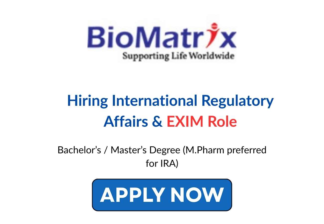 Hiring International Regulatory Affairs EXIM