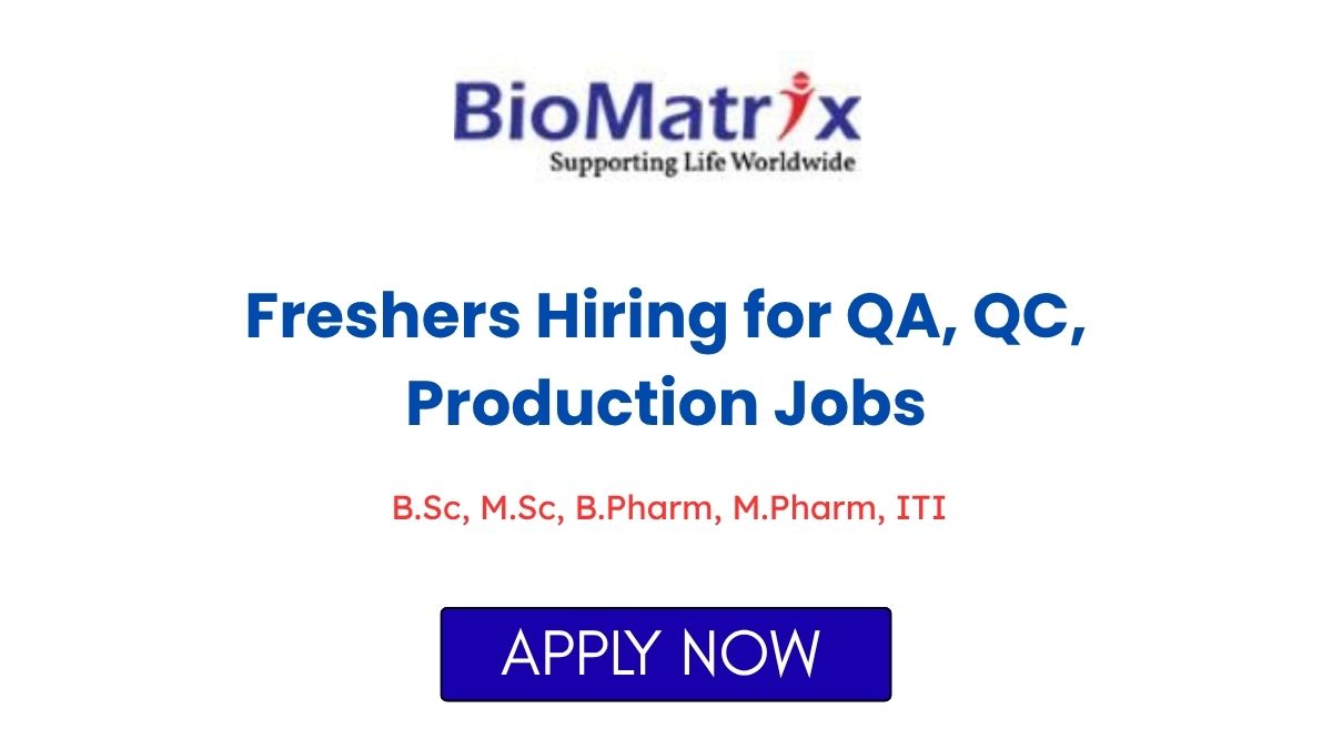 Freshers Hiring for QA QC Production Jobs