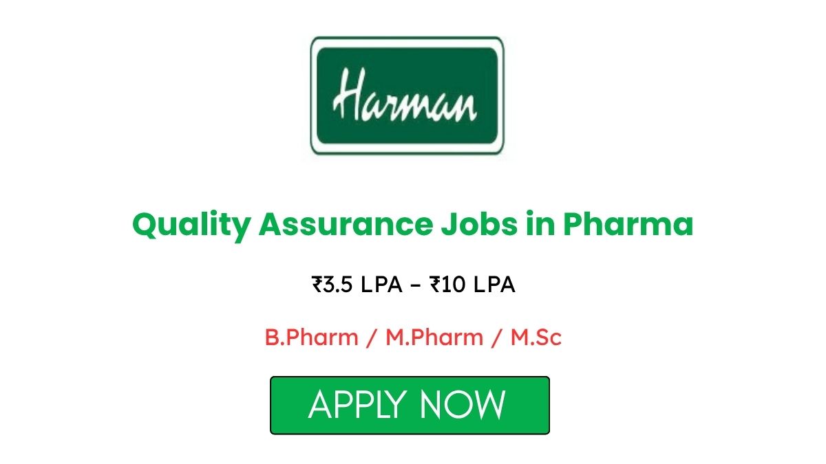 Quality Assurance Jobs in Pharma at Harman Finochem Limited