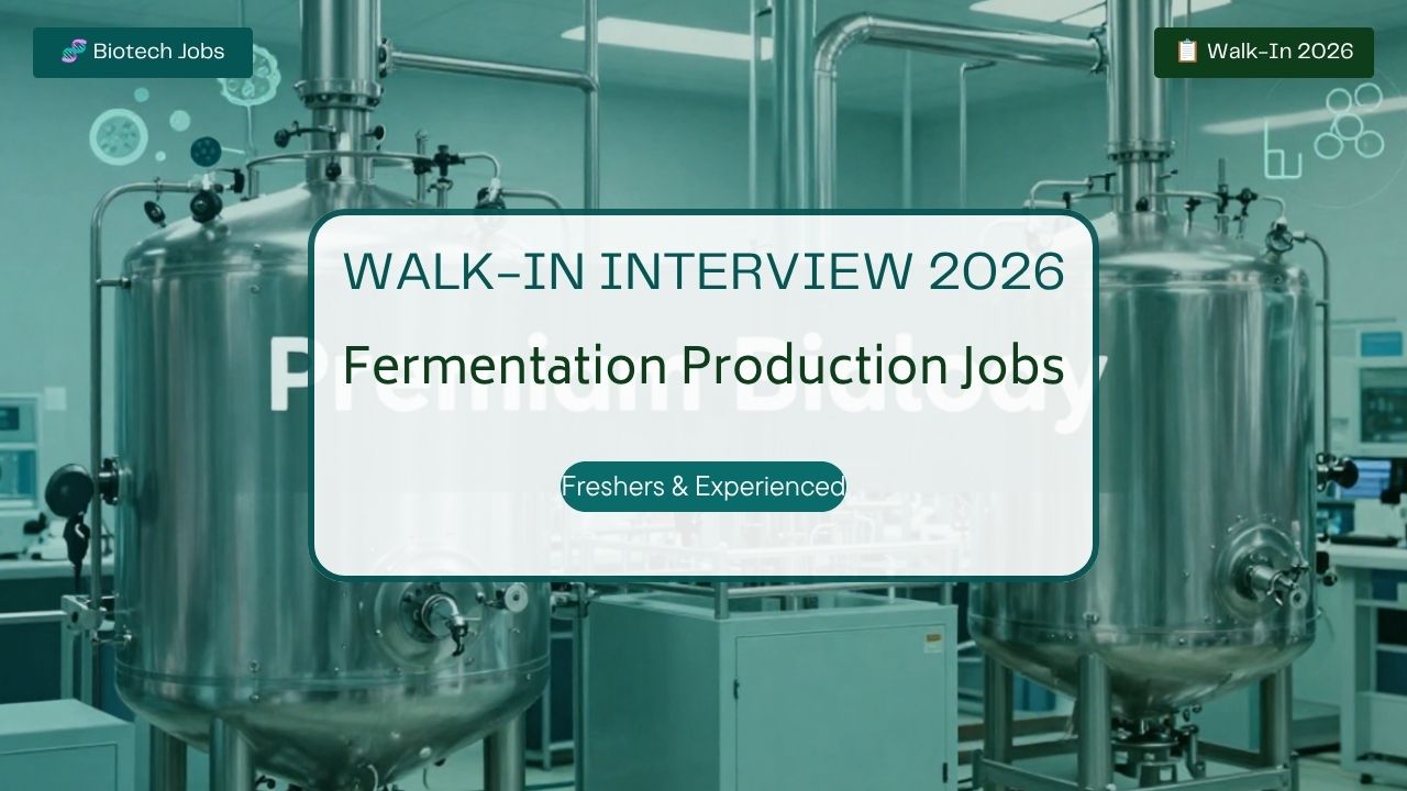 Walk In Interview 2026 for Fermentation Production Jobs
